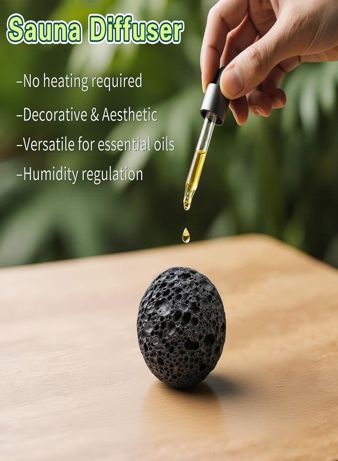 kullder 3 Pcs Lava Rock Essential Oil Diffusers -1 Spherical Lava Stone Passive Diffuser and 2 Wooden Car Diffusers for Essential Oils, Passive Diffuser for Sauna Room, Home, Office, Bedroom, Bathroom, Car - Image 3